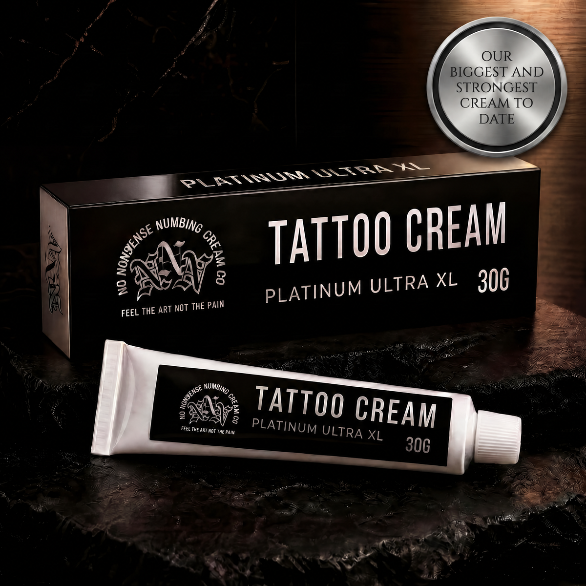 Platinum Ultra XL Cream (30g) — Tattoo Cream box and tube